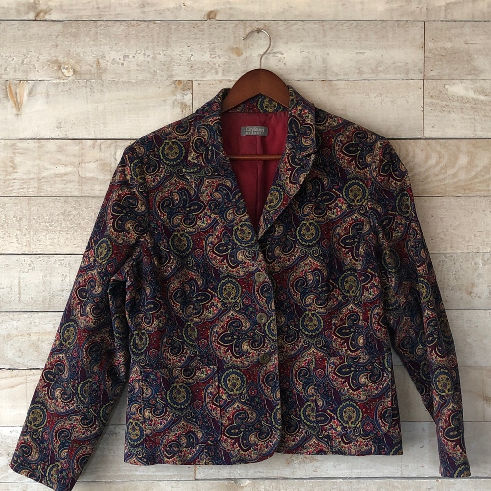 Petite Paisley Corduroy Blazer